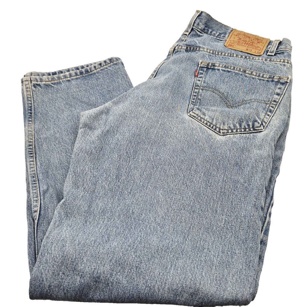 Vintage Levis 550 Jeans Mens 36x32 Relaxed Fit Light Wash Denim Made Colombia